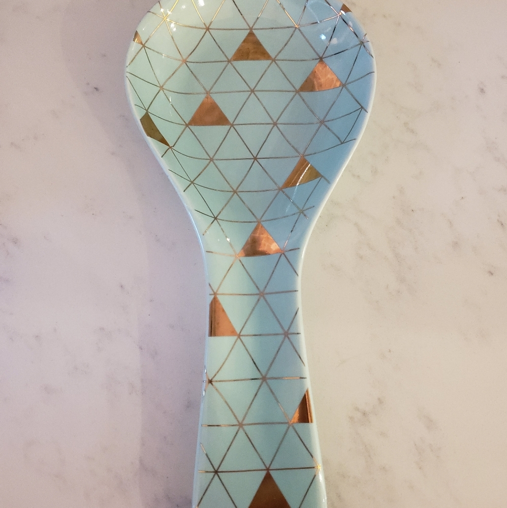 Mint/gold Geo Spoon Rest